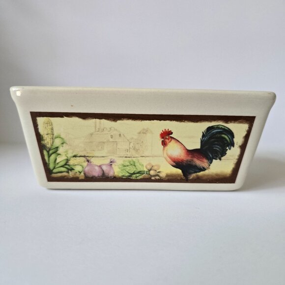 Nantucket Stoneware Mini Loaf Rooster-Themed Rectangular Baking Dish - Picture 8 of 15